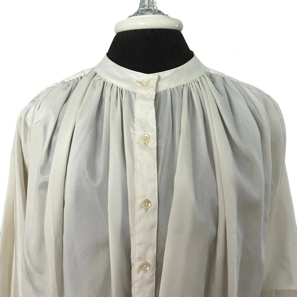 Vintage JH Collection Ivory Poet’s Blouse Gathered Romantic Large - Picture 3 of 9
